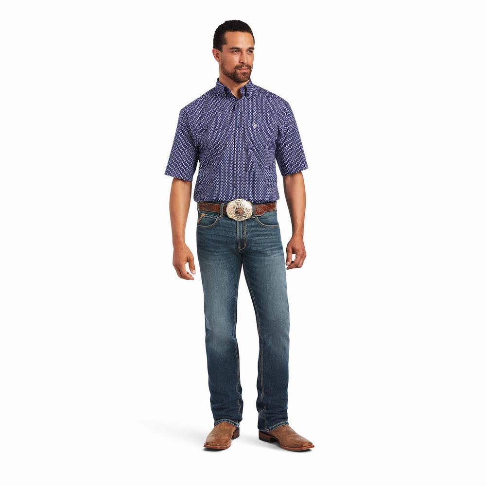 Camicie Ariat Izaak Classiche Fit Uomo Blu Marino Blu | IT731BJPX