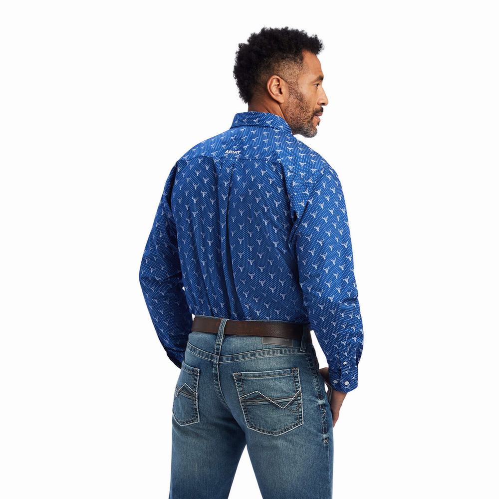 Camicie Ariat Jai Classiche Fit Uomo Blu Reale Blu | IT029MPAO