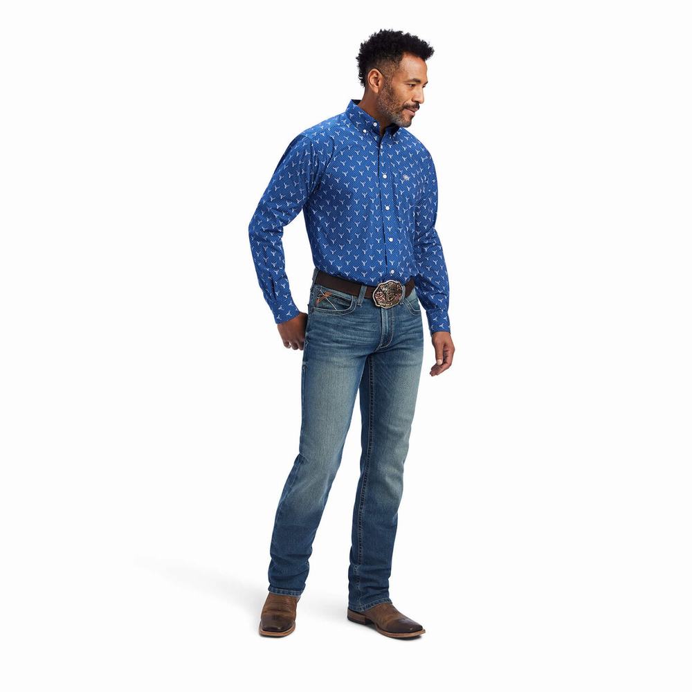 Camicie Ariat Jai Classiche Fit Uomo Blu Reale Blu | IT029MPAO