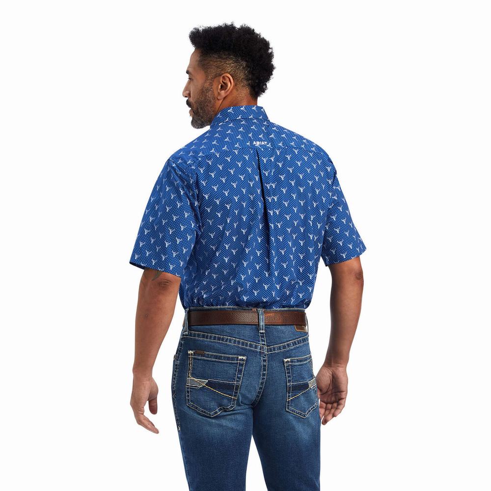 Camicie Ariat Jai Classiche Fit Uomo Blu Reale Blu | IT154OVGS