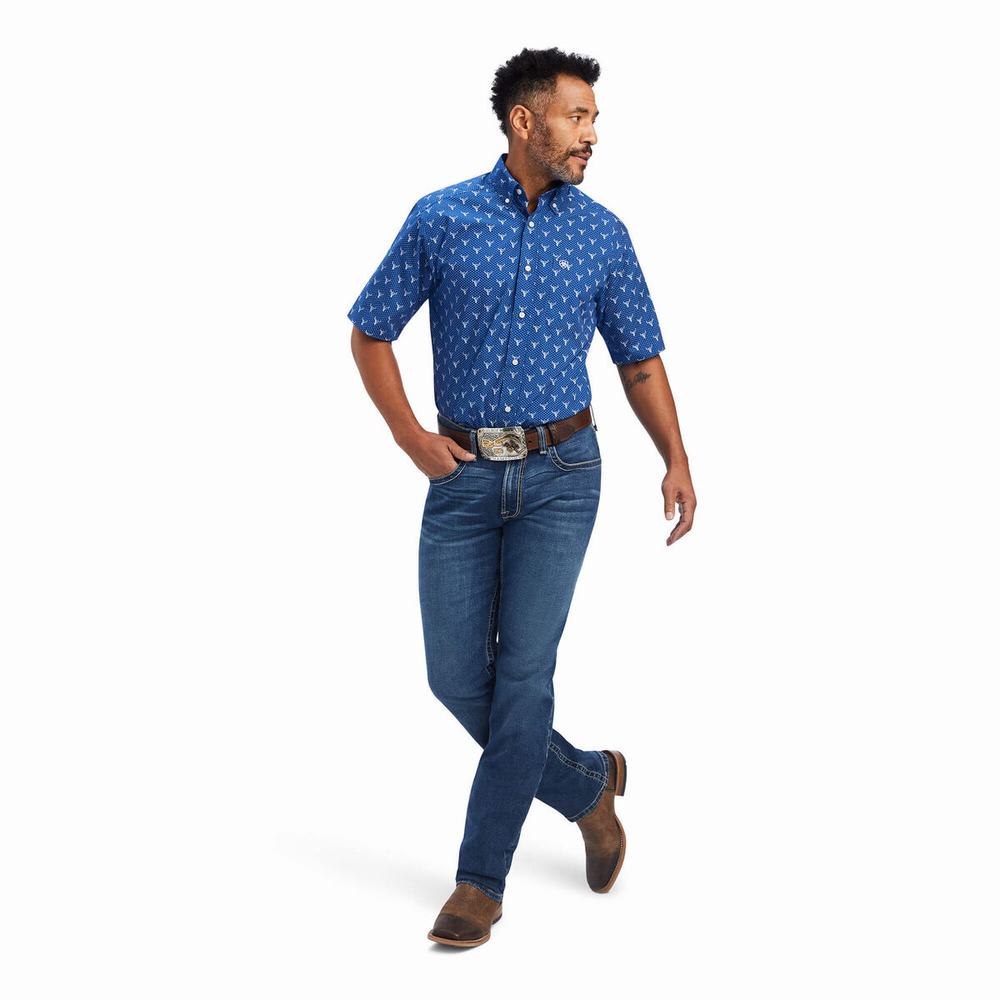 Camicie Ariat Jai Classiche Fit Uomo Blu Reale Blu | IT154OVGS