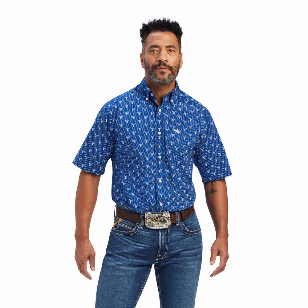 Camicie Ariat Jai Classiche Fit Uomo Blu Reale Blu | IT154OVGS