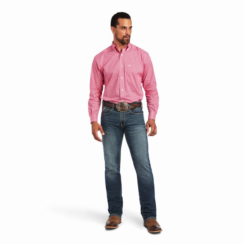 Camicie Ariat Malachi Stretch Classiche Fit Uomo Rosa Chiaro | IT046PZRN