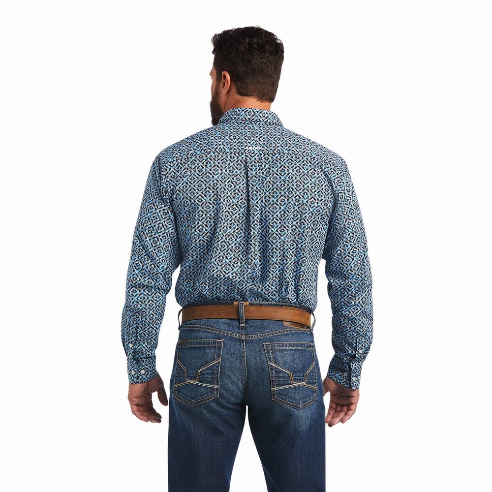 Camicie Ariat Miguel Classiche Fit Uomo Blu | IT091FZNB