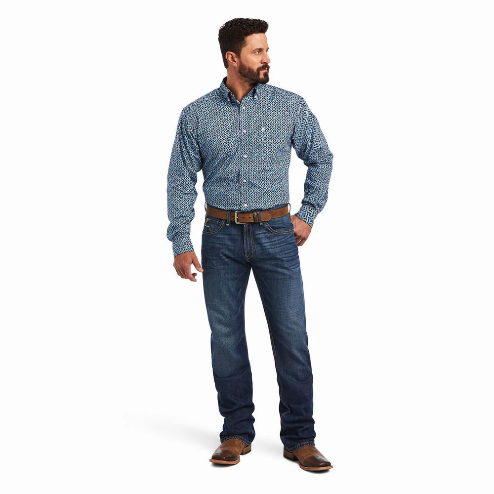 Camicie Ariat Miguel Classiche Fit Uomo Blu | IT091FZNB