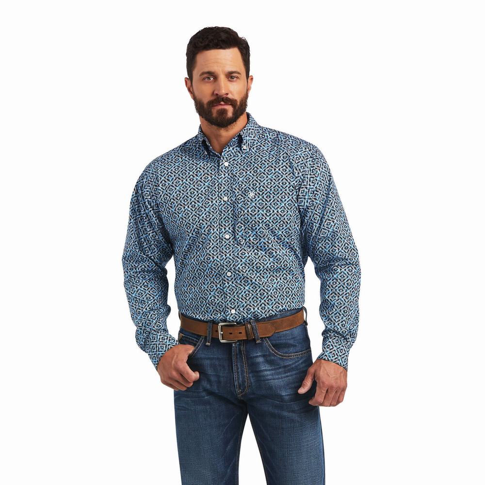 Camicie Ariat Miguel Classiche Fit Uomo Blu | IT091FZNB