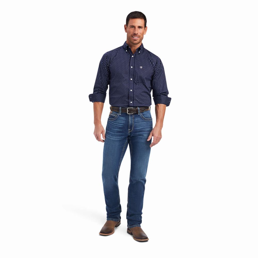 Camicie Ariat Niko Stretch Fitted Uomo Blu | IT963MZRX