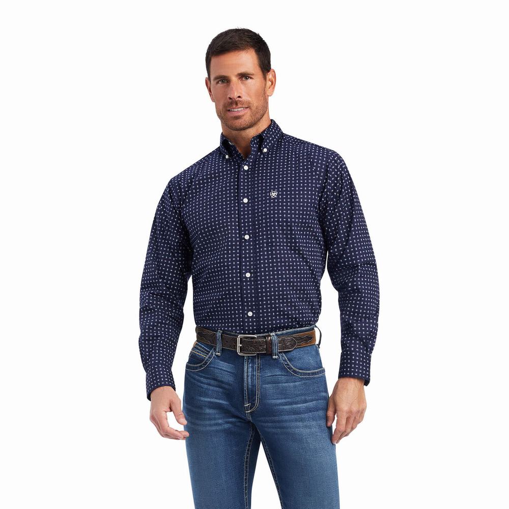 Camicie Ariat Niko Stretch Fitted Uomo Blu | IT963MZRX