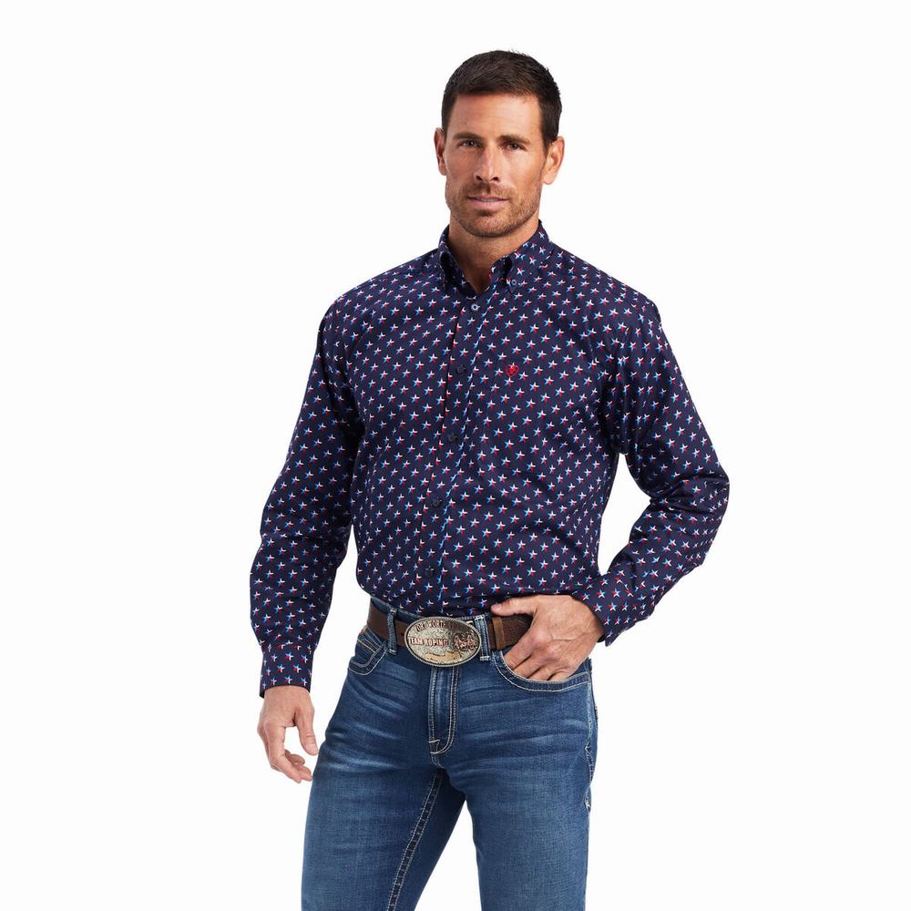 Camicie Ariat Nosson Classiche Fit Uomo Blu | IT031ZSHB