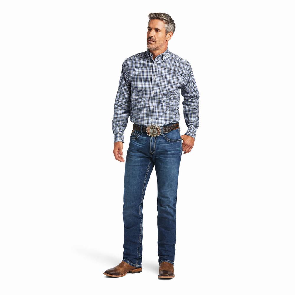 Camicie Ariat Pro Series Adriel Fitted Uomo Grigie Scuro Blu | IT379ROKC