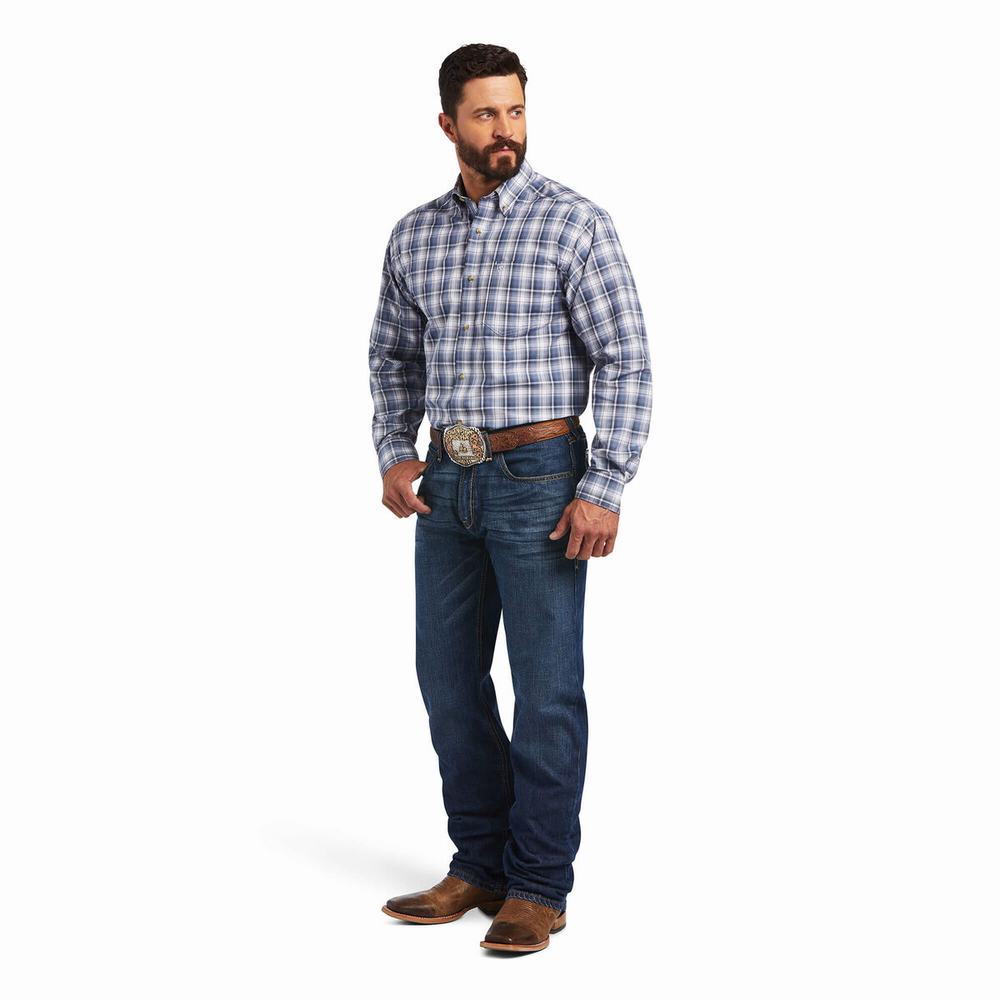 Camicie Ariat Pro Series Bennett Classiche Fit Uomo Grigie Scuro Blu | IT513CEGK