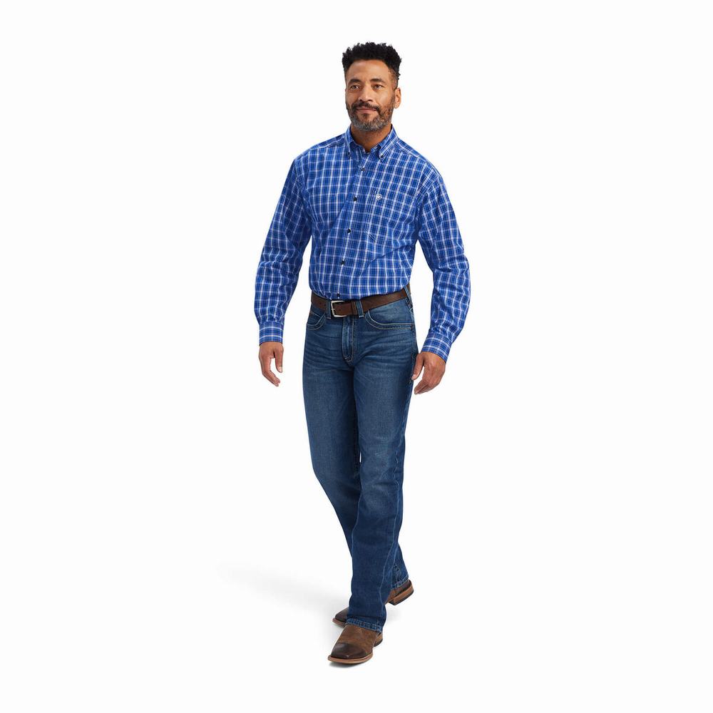 Camicie Ariat Pro Series Boone Classiche Fit Uomo Blu | IT172XLQN