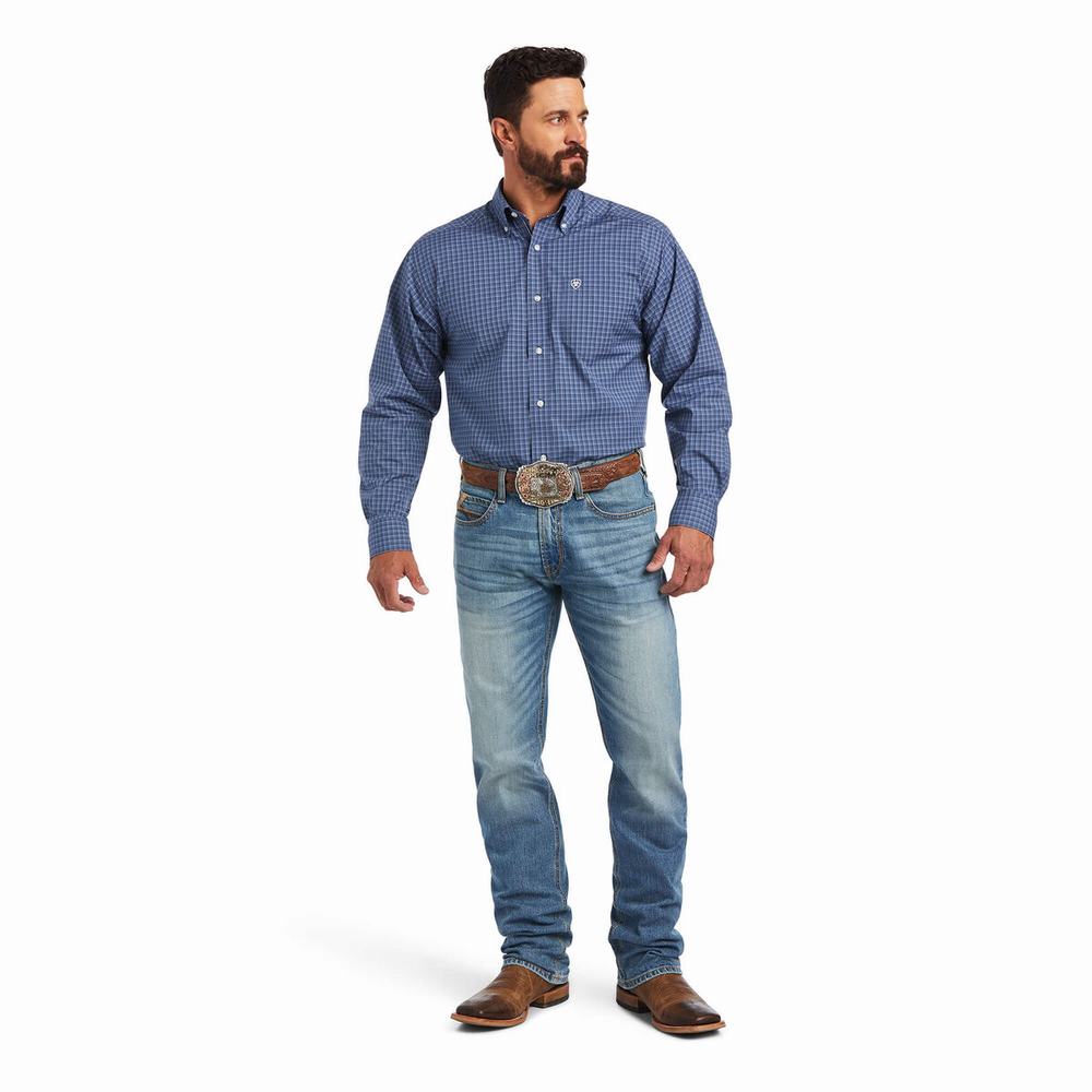 Camicie Ariat Pro Series Bryson Classiche Fit Uomo Grigie Scuro Blu | IT016PRBS