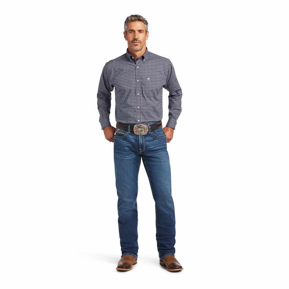 Camicie Ariat Pro Series Iker Stretch Classiche Fit Uomo Blu Marino Blu | IT546KZDG