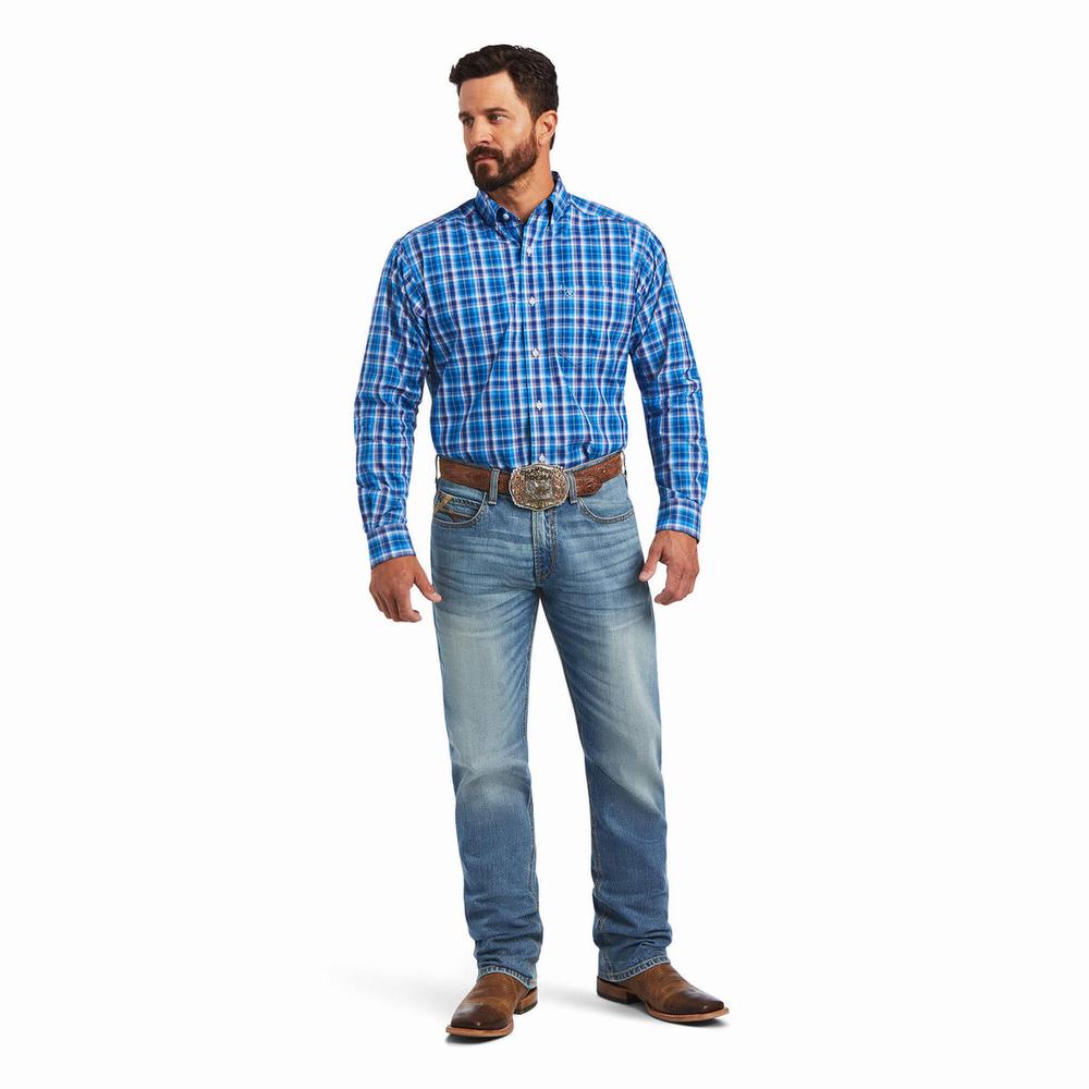 Camicie Ariat Pro Series Mason Classiche Fit Uomo Blu | IT857FNGQ