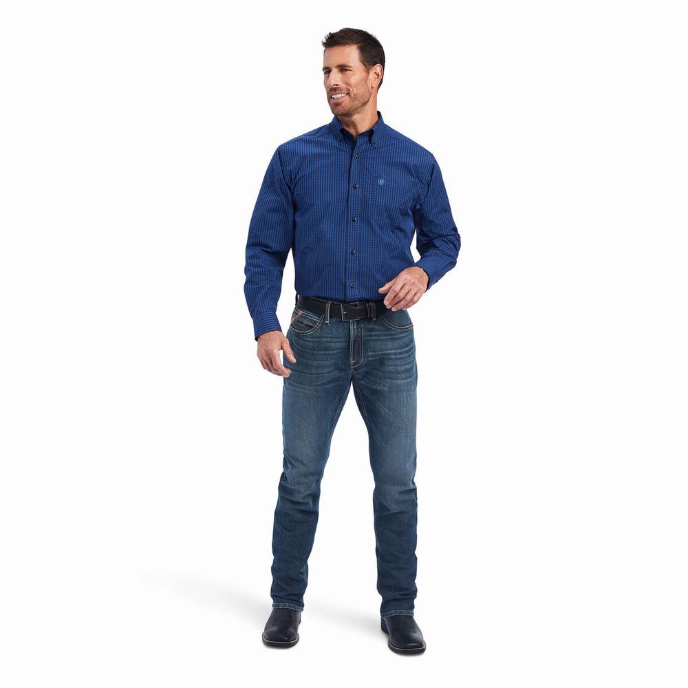 Camicie Ariat Pro Series Nelson Classiche Fit Uomo Blu | IT183XWNT