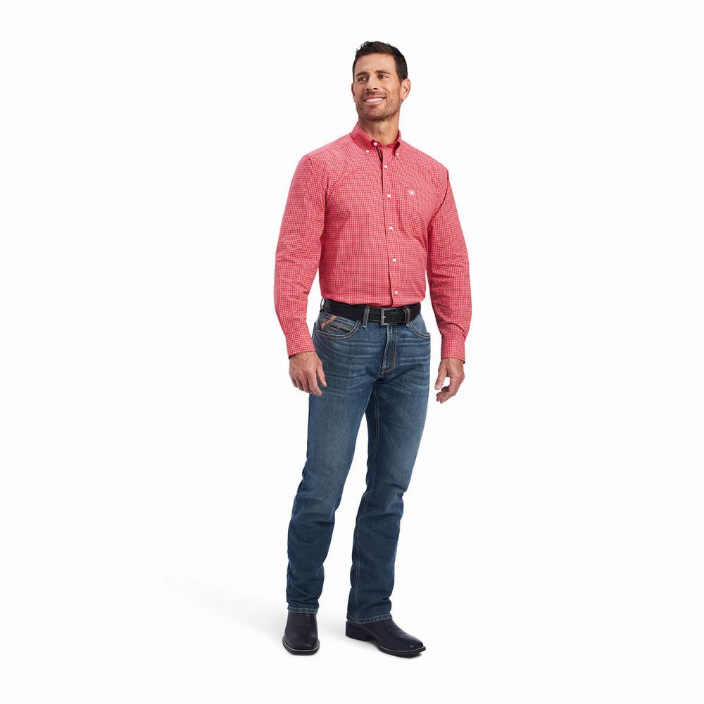 Camicie Ariat Pro Series Nevin Stretch Classiche Fit Uomo Rosse | IT691SLTM