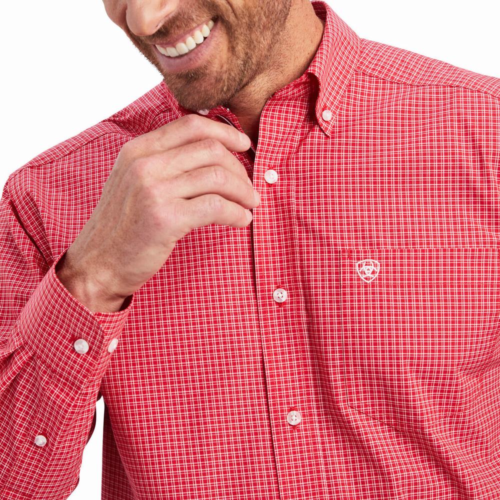 Camicie Ariat Pro Series Nevin Stretch Classiche Fit Uomo Rosse | IT691SLTM