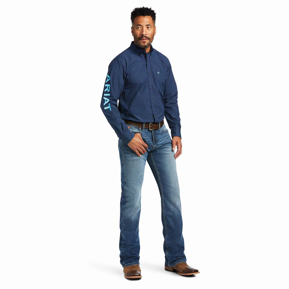 Camicie Ariat Pro Series Team Sully Fitted Uomo Blu Marino | IT309UWNE