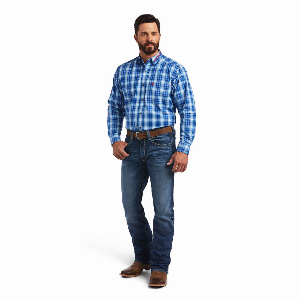 Camicie Ariat Pro Series Team Yves Classiche Fit Uomo Blu | IT563RIYC