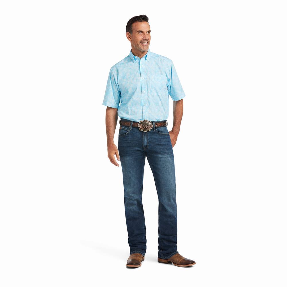 Camicie Ariat Qusay Stretch Classiche Fit Uomo Blu | IT612LGCV