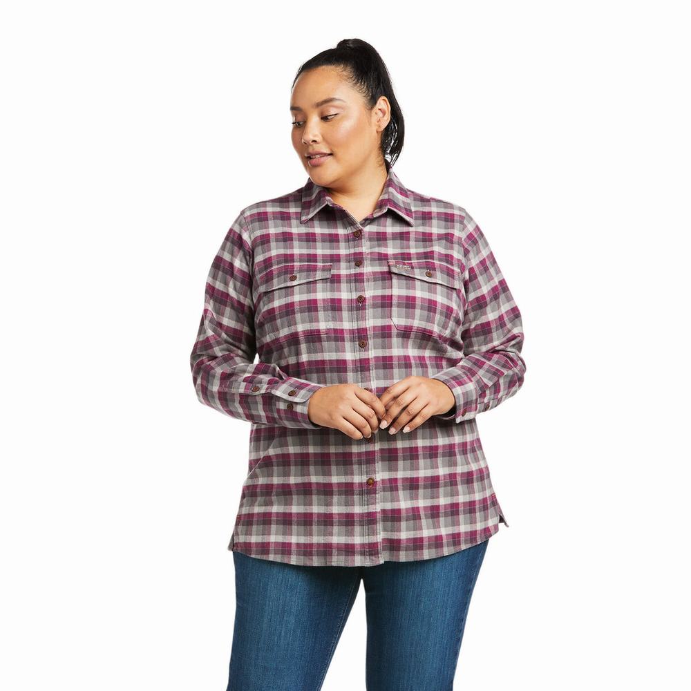 Camicie Ariat Rebar Flannel DuraStretch Donna Viola | IT396CQVH