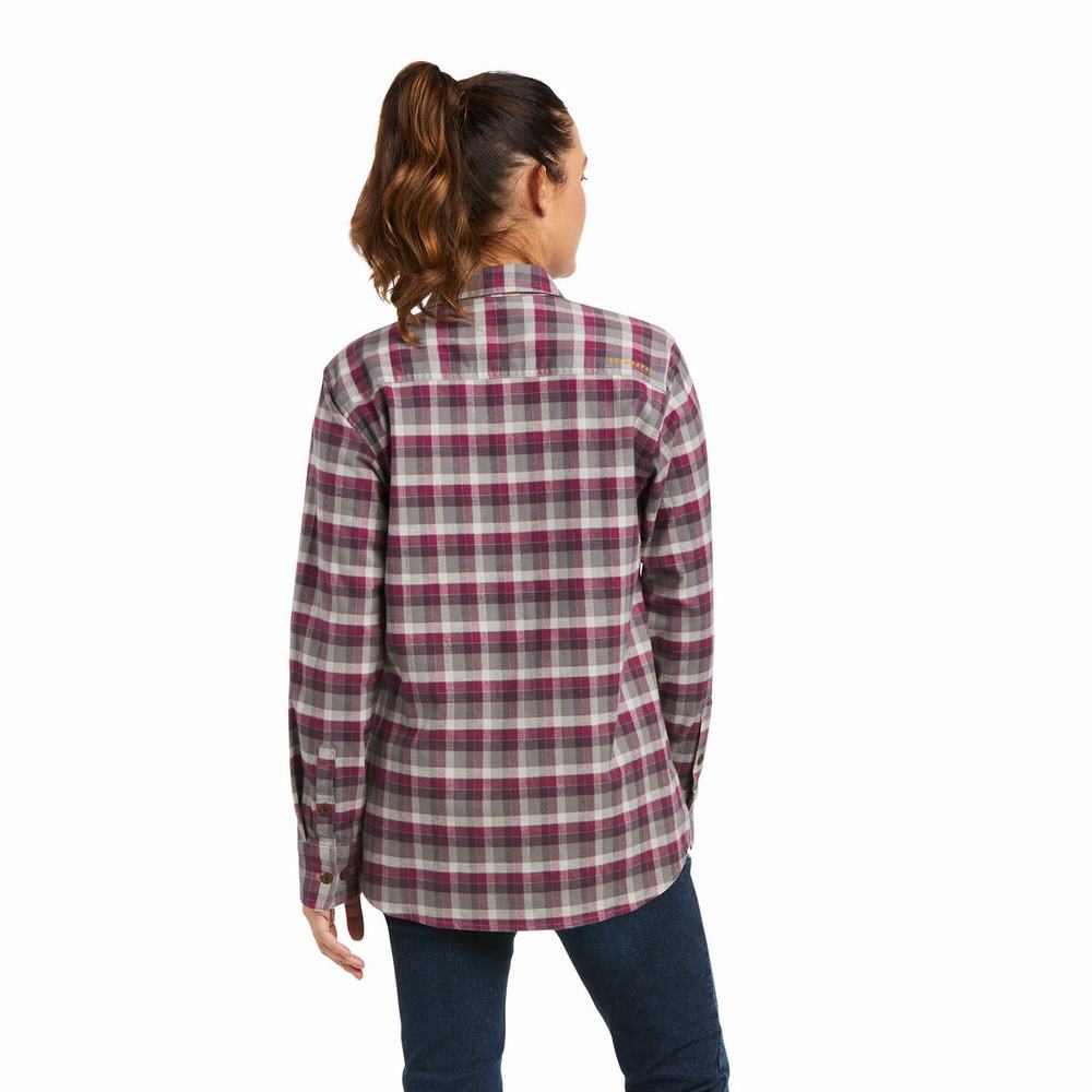 Camicie Ariat Rebar Flannel DuraStretch Donna Viola | IT396CQVH