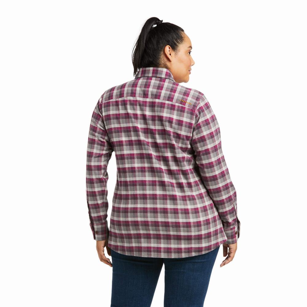 Camicie Ariat Rebar Flannel DuraStretch Donna Viola | IT396CQVH