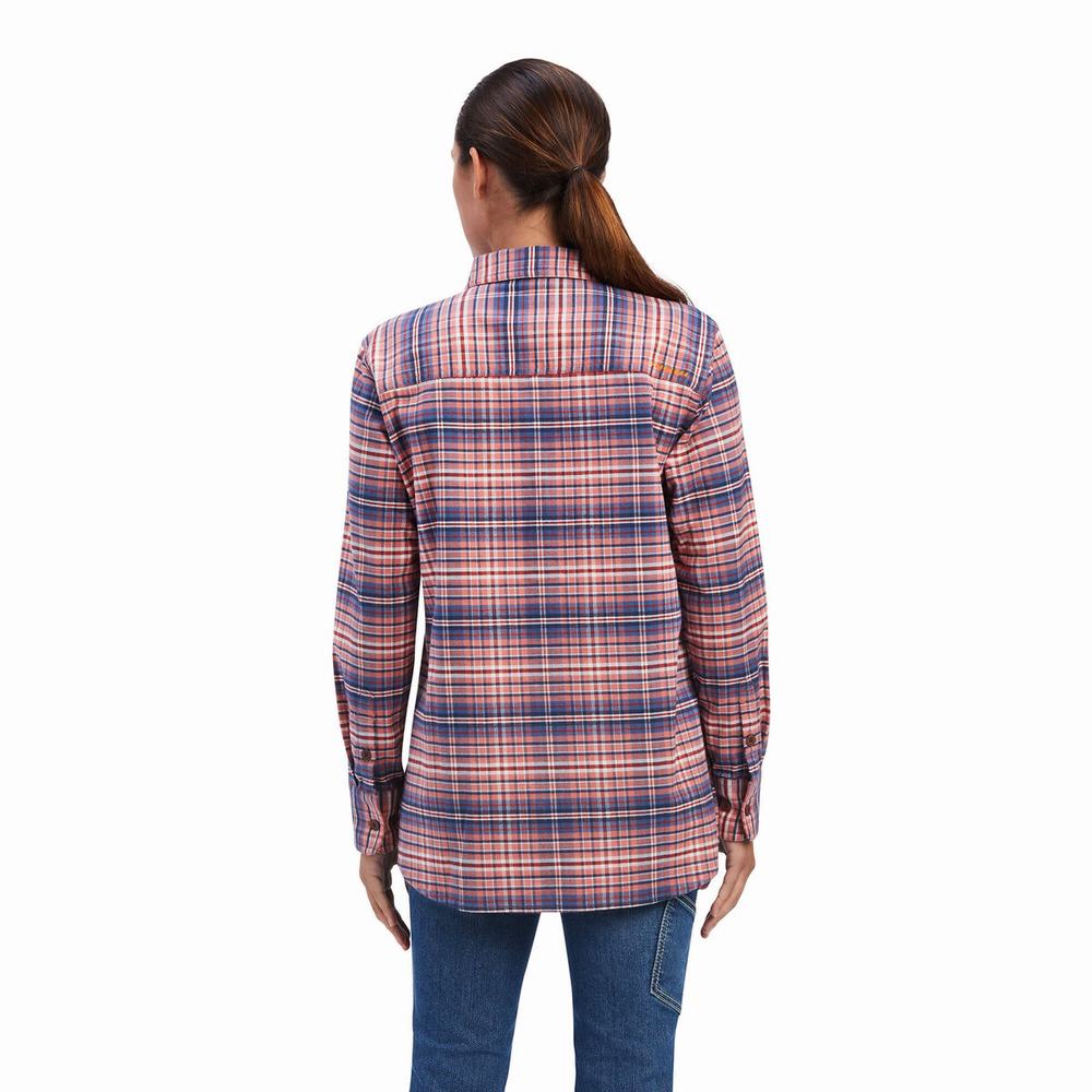 Camicie Ariat Rebar Flannel DuraStretch Donna Rosa | IT426OARC