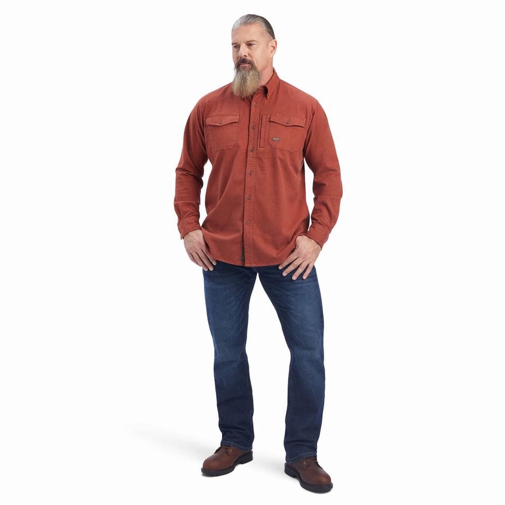 Camicie Ariat Rebar Flannel DuraStretch Uomo Rosa | IT452MBOQ