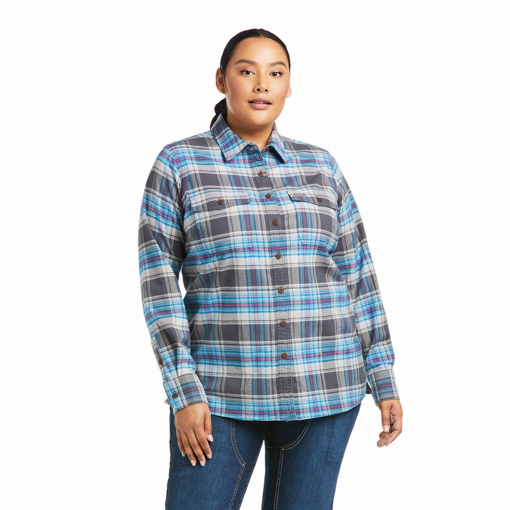 Camicie Ariat Rebar Flannel DuraStretch Donna Grigie | IT620SGIE