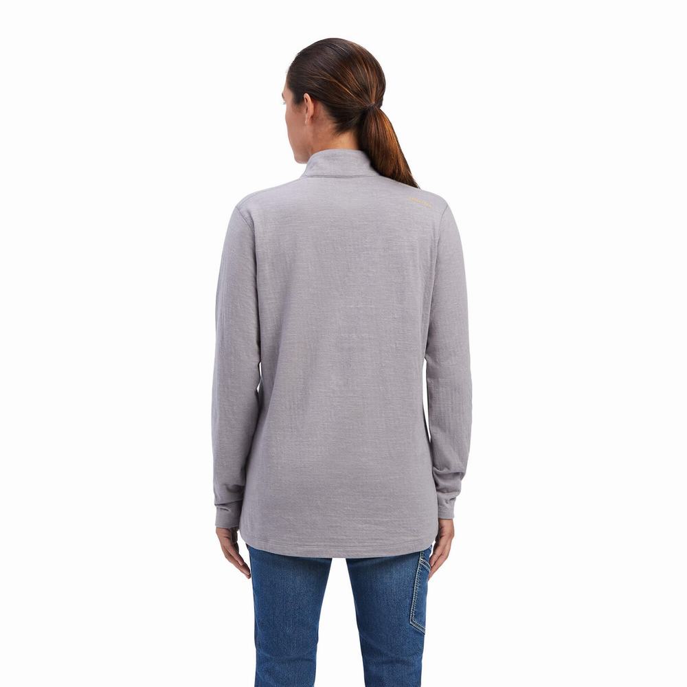 Camicie Ariat Rebar Foundation 1/4 Zip Donna Grigie | IT297YLHZ