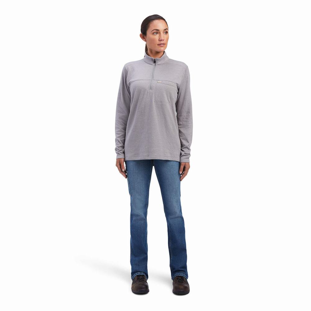 Camicie Ariat Rebar Foundation 1/4 Zip Donna Grigie | IT297YLHZ