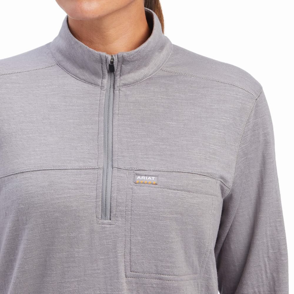 Camicie Ariat Rebar Foundation 1/4 Zip Donna Grigie | IT297YLHZ