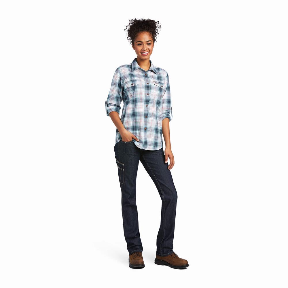 Camicie Ariat Rebar Made Tough DuraStretch Donna Blu Marino | IT247JNQL