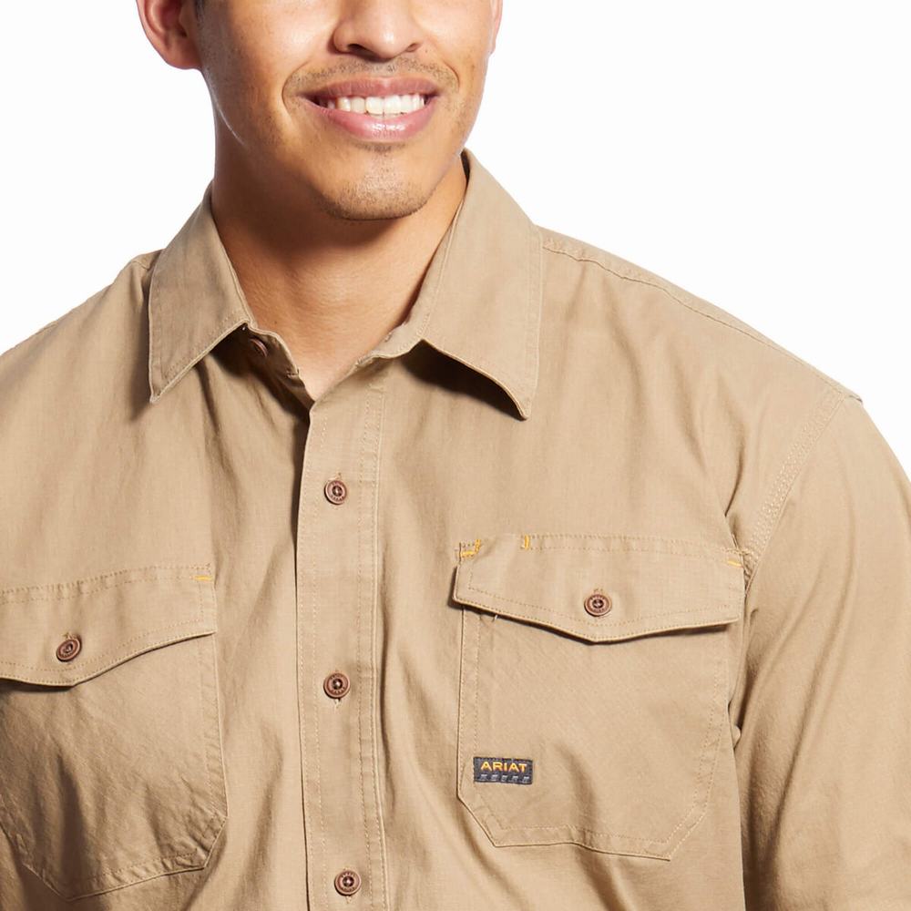 Camicie Ariat Rebar Made Tough DuraStretch Uomo Khaki | IT415DTUC