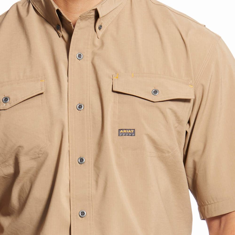 Camicie Ariat Rebar Made Tough VentTEK DuraStretch Uomo Khaki | IT120QDRE