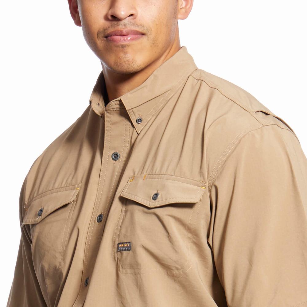 Camicie Ariat Rebar Made Tough VentTEK DuraStretch Uomo Khaki | IT120QDRE