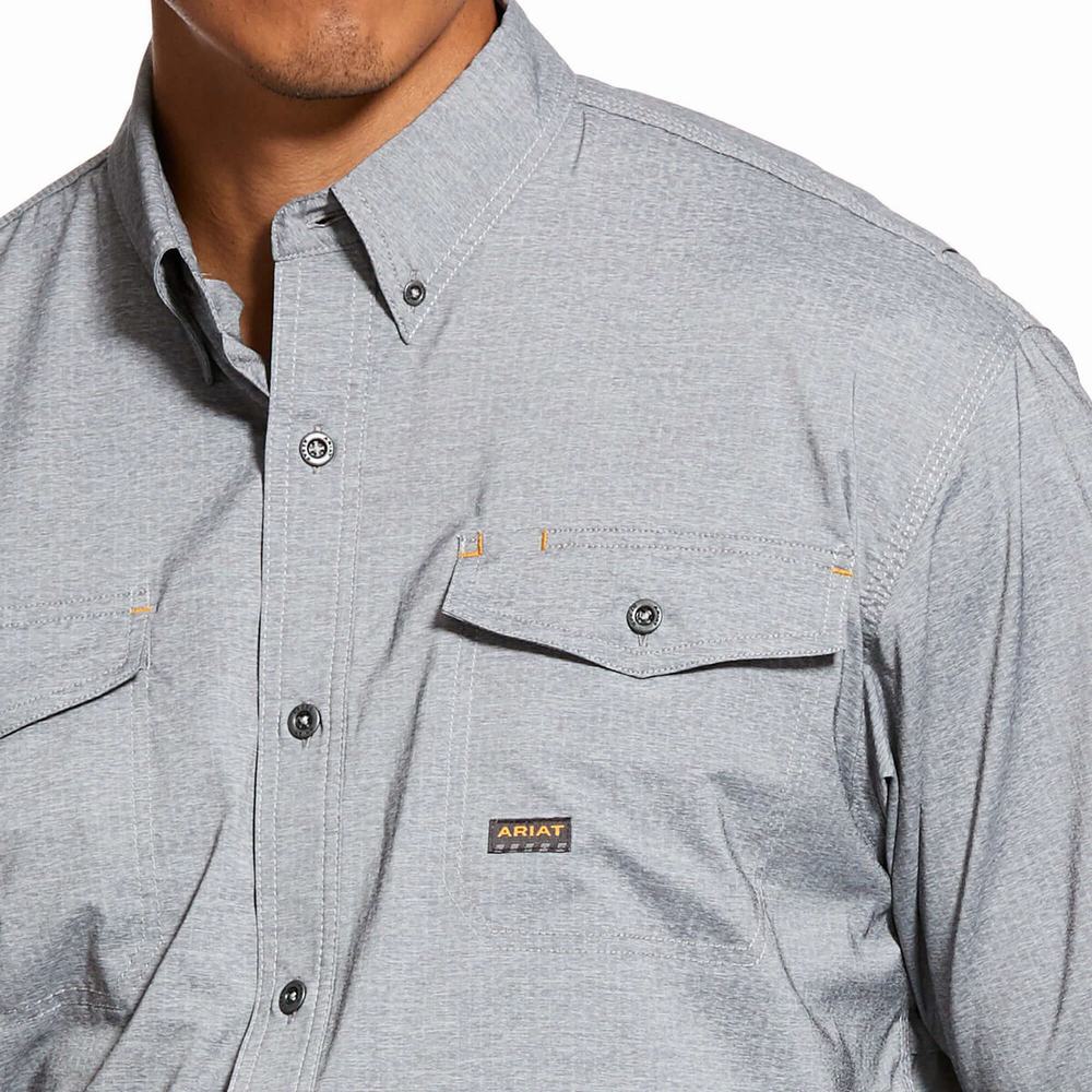 Camicie Ariat Rebar Made Tough VentTEK DuraStretch Uomo Grigie | IT137ZBQK