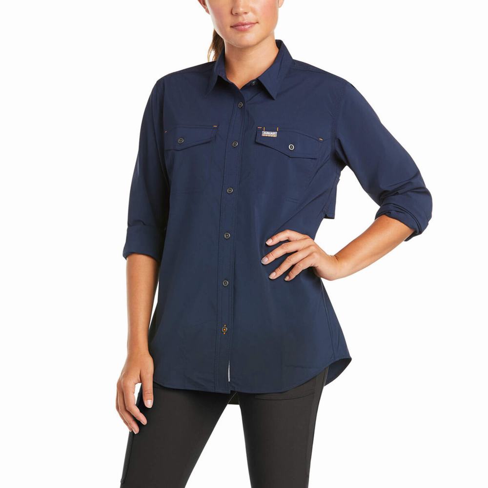 Camicie Ariat Rebar Made Tough VentTEK DuraStretch Donna Blu Marino | IT640GKSI