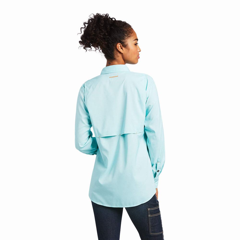 Camicie Ariat Rebar Made Tough VentTEK DuraStretch Donna Verde Acqua Chiaro Blu | IT874TFUS