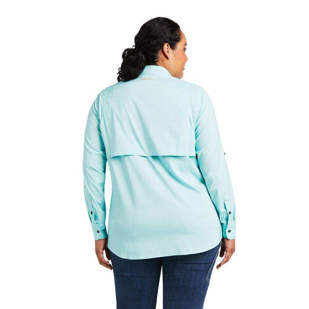 Camicie Ariat Rebar Made Tough VentTEK DuraStretch Donna Verde Acqua Chiaro Blu | IT874TFUS