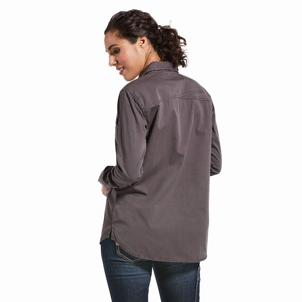 Camicie Ariat Rebar Washed Twill Donna Grigie | IT109TCSF