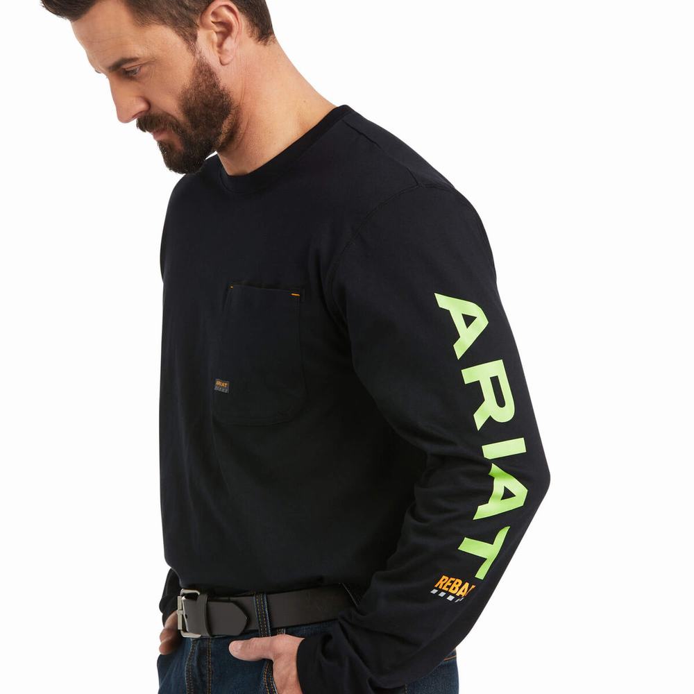 Camicie Ariat Rebar Workman Logo Uomo Nere Verdi Chiaro | IT361VRBC