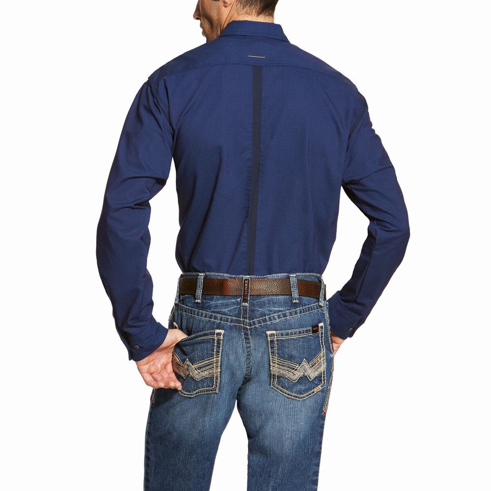 Camicie Ariat Rebar Workman Uomo Blu Marino | IT617BKOW