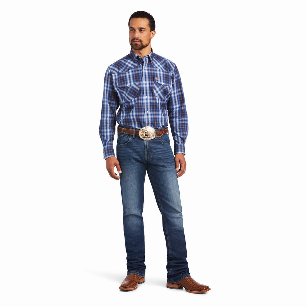 Camicie Ariat Relentless Inexorable Stretch Classiche Fit Snap Uomo Blu | IT647GOHB