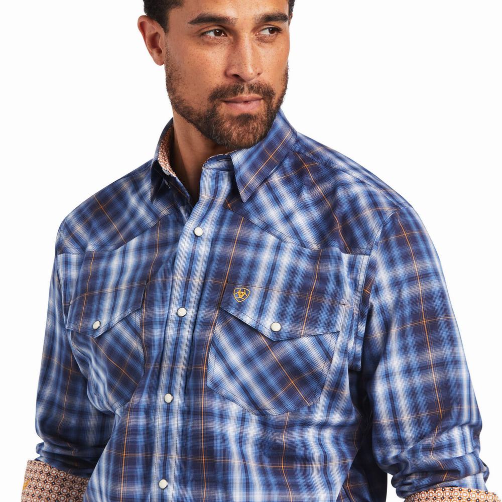 Camicie Ariat Relentless Inexorable Stretch Classiche Fit Snap Uomo Blu | IT647GOHB