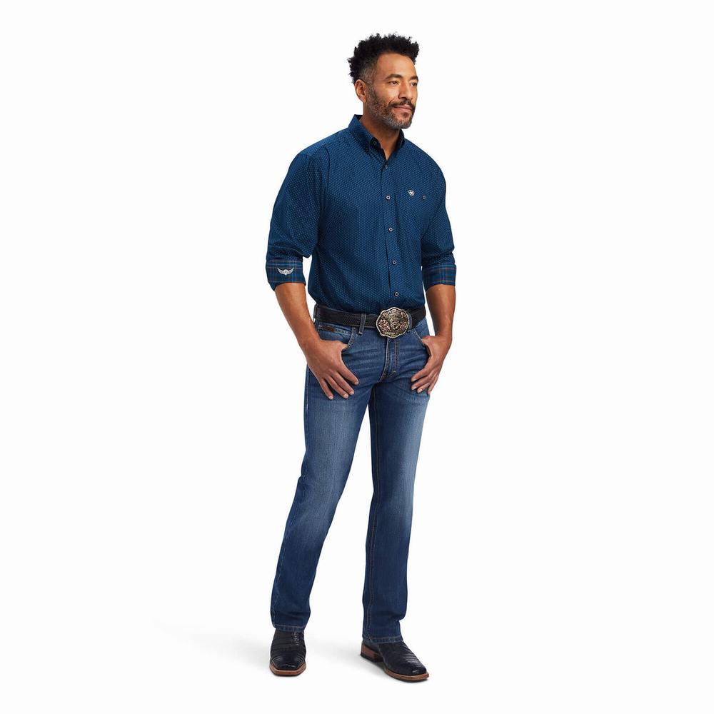 Camicie Ariat Relentless Skillful Stretch Classiche Fit Uomo Blu Marino | IT263YVRW