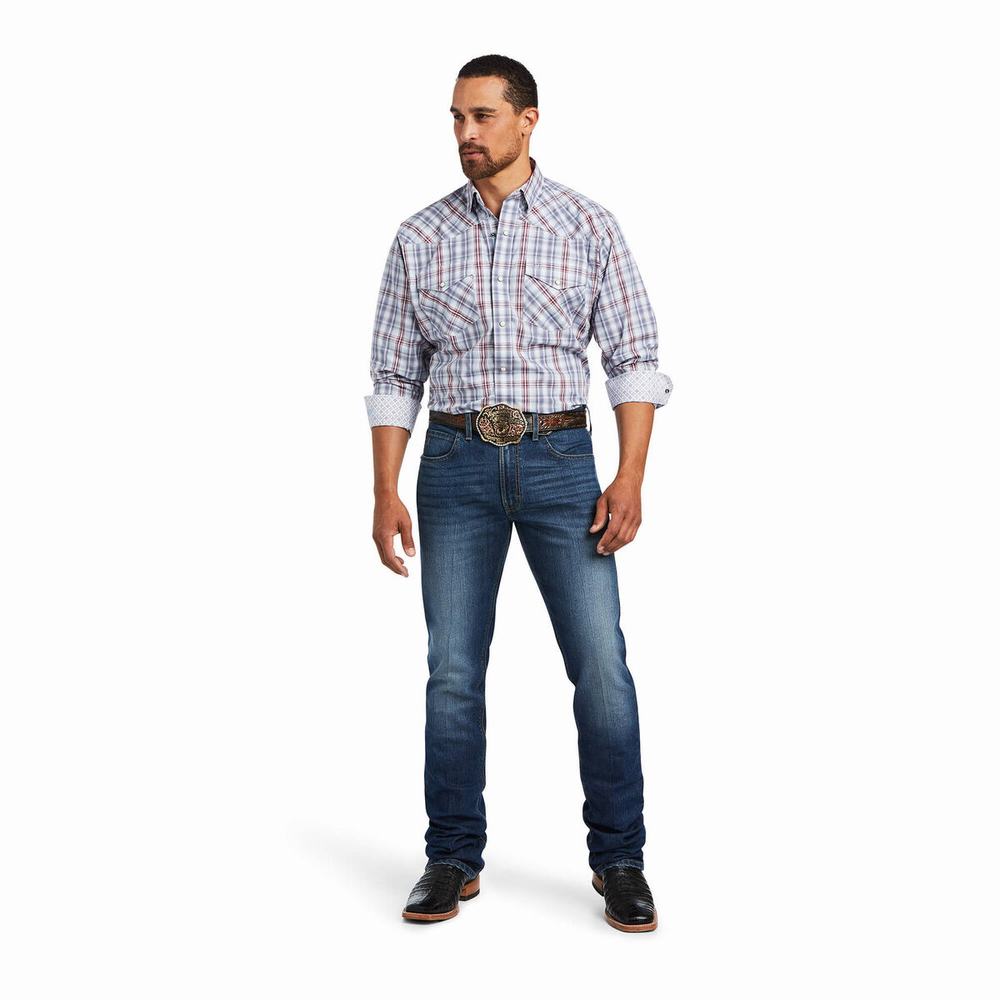 Camicie Ariat Relentless Steely Stretch Classiche Fit Snap Uomo Blu Marino | IT019BHYW