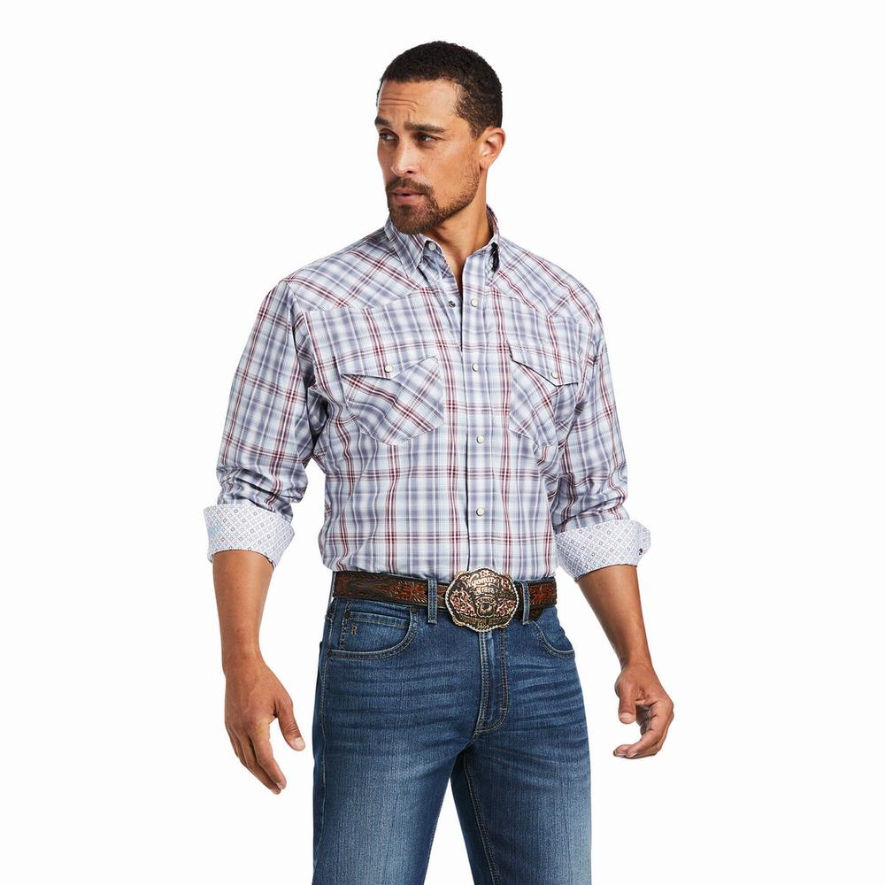 Camicie Ariat Relentless Steely Stretch Classiche Fit Snap Uomo Blu Marino | IT019BHYW